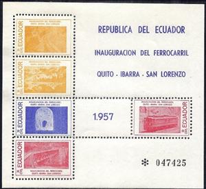 Souvenir Sheet, Various Railroad Scenes, Ecuador,  , Railways