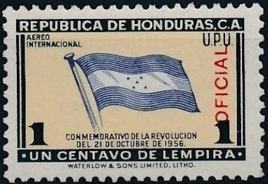 Stamp, Flag of Honduras overprinted, Honduras,  , Flags