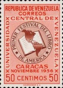Stamp, Book and Map of the Americas, Venezuela,  , Books