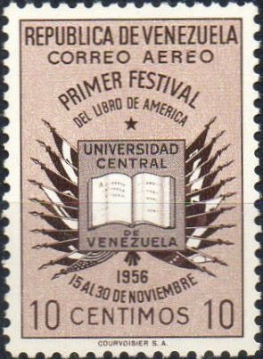 Stamp, Book and Map of the Americas, Venezuela,  , Books