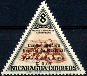 Stamp, Surcharged, Nicaragua,  , Expositions, Fruits, Triangle Stamps