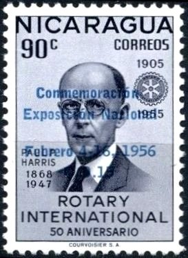 Stamp, Surcharged, Nicaragua,  , Famous People, Expositions
