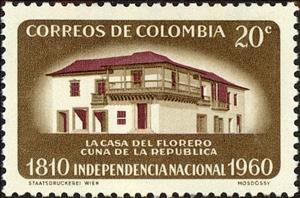 Stamp, Florero House, Cradle of the Republic, Colombia,  