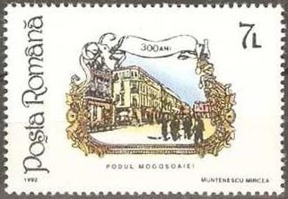 Stamp, Building in Calea Victoriei, Bucharest, Romania,  