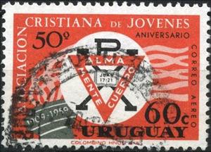 Stamp, Emblem of CVJM, Uruguay,  