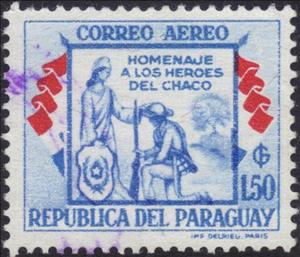 Stamp, The patroness of Paragay blesses a soldier, Paraguay,  