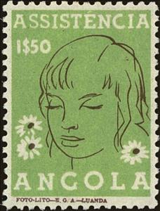 Stamp, Girl with daisies [FOTO-LITO-E.G.A.-LUANDA], Angola,  