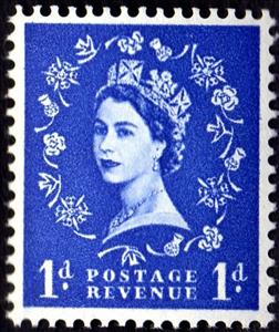 Stamp, Queen Elizabeth II - Predecimal Wilding, United Kingdom of Great Britain & Northern Ireland,  , Heads of State, Royalty, Queens