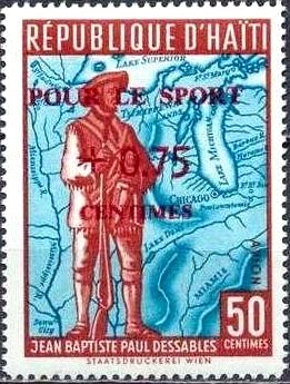 Stamp, Jean Baptiste Point du Sable, founder of Chicago, Haiti,  , Sport