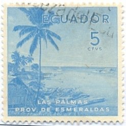 Stamp, Landscape with palm trees, Ecuador,  , Landscapes, Trees, Palm-trees, Plants (Flora)