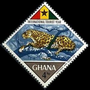 Stamp, Leopard (Panthera pardus), Ghana,  , Mammals, Leopards, Animals (Fauna)