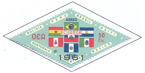 Stamp, Postage stamps. Michel number. 1010-1012 with print 1961st, Ecuador,  