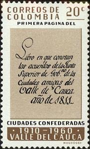 Stamp, Page from Resolutions of Confederated Cities, Colombia,  