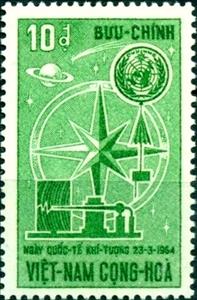 Stamp, Compass Rose, Barograph an UN Emblem, Vietnam, South,  