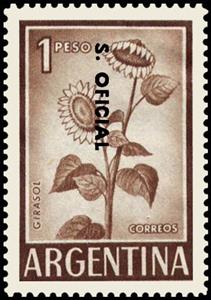 Stamp, Sunflower / Girasol, ovpt., Argentina,  , Flowers, Sunflowers, Plants (Flora)