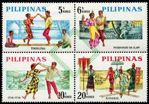 Se-tenant, Folk dances - block of 4, Philippines,  , Folklore, Dance, Traditions