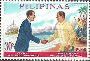 Stamp, Presidents Lopez Mateos and Macapagal, Philippines,  , Heads of State, People