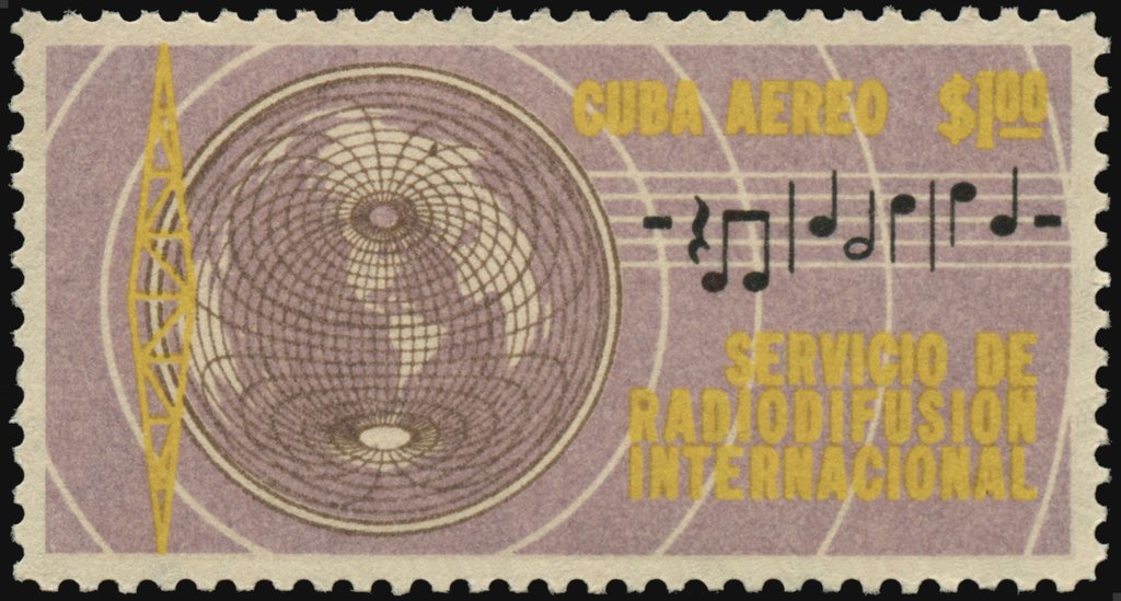 Globe, radio waves, notes