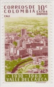 Stamp, View of Cali, Colombia,  