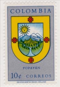 Stamp, Arms of Popayan, Colombia,  