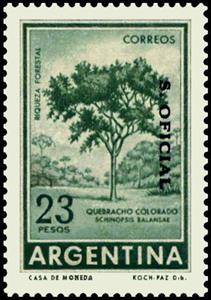 Stamp, Red Quebracho, ovpt., Argentina,  , Trees, Plants (Flora)