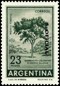 Stamp, Red Quebracho, ovpt., Argentina,  , Trees, Plants (Flora)
