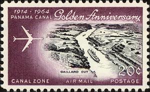 Stamp, Jet over Gaillard Cut, Canal Zone,  