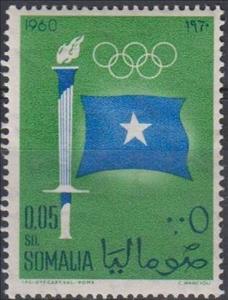 Stamp, Olympic Torch,Somalia Flag, Somalia,  , Olympic Games