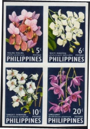 Orchids - block of 4 imperforated
