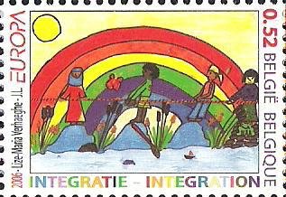 Stamp, C.E.P.T.2006: Integration. Rainbow, Belgium,  , C.E.P.T., Rainbows