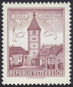 Stamp, Lederer Tower, Wels (Upper Austria), Austria,  , Towers, Buildings