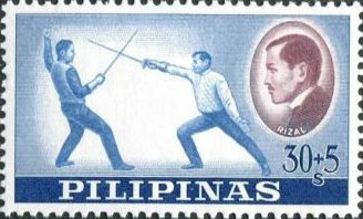 Stamp, José Rizal - fencing, Philippines,  , Sport, Fencing
