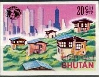Skyline of NYC and Bhutanese village
