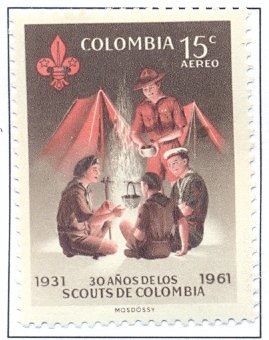 Scout campfire, tents