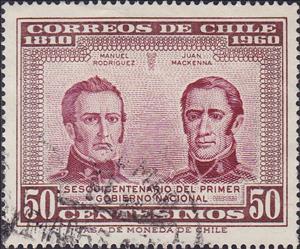 Stamp, Manuel Rodriguez & Juan Mackenna, Chile,  , Politicians, Independency Activists, Generals