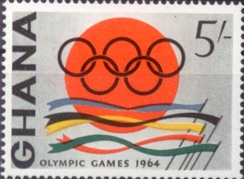 Olympic rings and flags