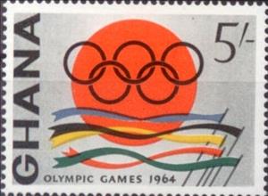 Stamp, Olympic rings and flags, Ghana,  , Flags, Sport, Olympic Games