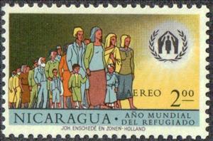 Stamp, Queue of refugees, Nicaragua,  , Refugees, Aid to Refugees
