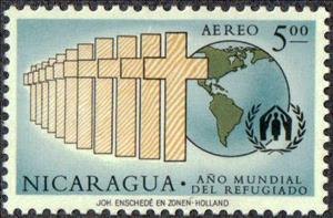 Stamp, Globe and crosses, Nicaragua,  