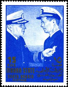 Stamp, Kennedy as a lieutenant and Captain Frederic Conklin, Aden,  , Politicians