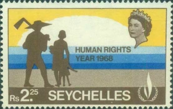 Family, rising sun and Human Rights emblem
