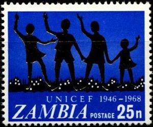 Stamp, Group of Children, Zambia,  