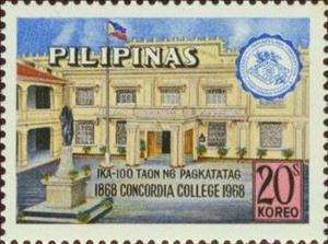 Stamp, Women college Concordia, Philippines,  , Schools, Universities, Buildings