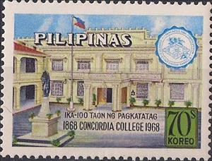 Stamp, Women college Concordia, Philippines,  , Schools, Universities, Buildings, Women