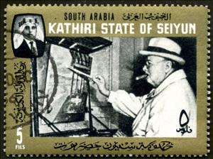 Stamp, Churchill at the easel, Aden,  , Heads of State