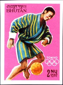 Stamp, Football,, Bhutan,  , Sport, Olympic Games
