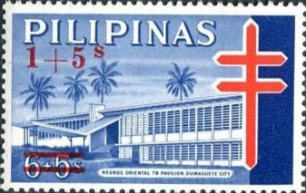 Stamp, Negros Oriental TB Pavilion Overprinted in Red, Philippines,  , Buildings, Tuberculosis / TBC