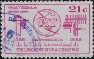Stamp, 100 years of I.T.U - U.I.T, Guatemala,  , Telecommunication, U.I.T.