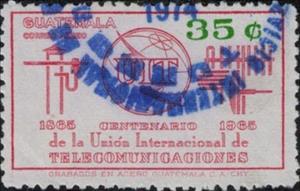 Stamp, 100 years of I.T.U - U.I.T, Guatemala,  , Telecommunication, U.I.T.