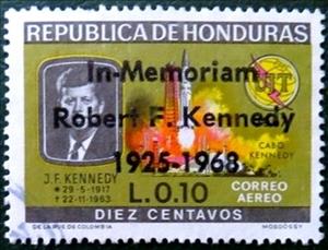 Stamp, John F. Kennedy, Rocket at Cape Kennedy Overprinted, Honduras,  , Politicians, Rockets